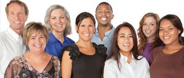 Group of diverse people smiling